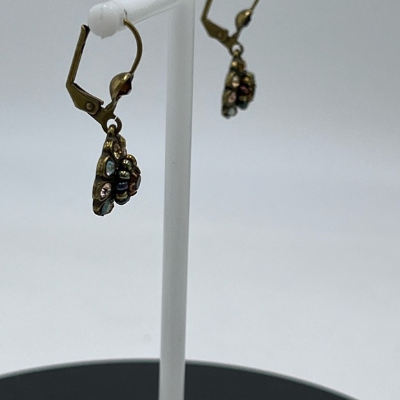 Michal Negrin Earrings Flower With Brown AB Swarovski Crystals Romantic Gift - Picture 10 of 16